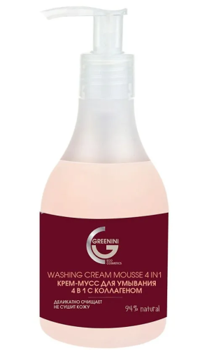 GREENINI крем-мусс д/умывания 4в1 с коллагеном 235мл